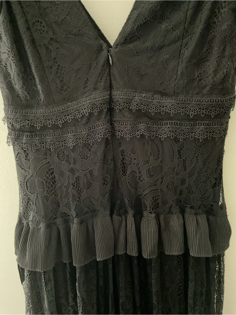 Lulus Marvelous Darling Black Crochet Lace Ruffled Tiered V-Neck Maxi Dress - Picture 10 of 16